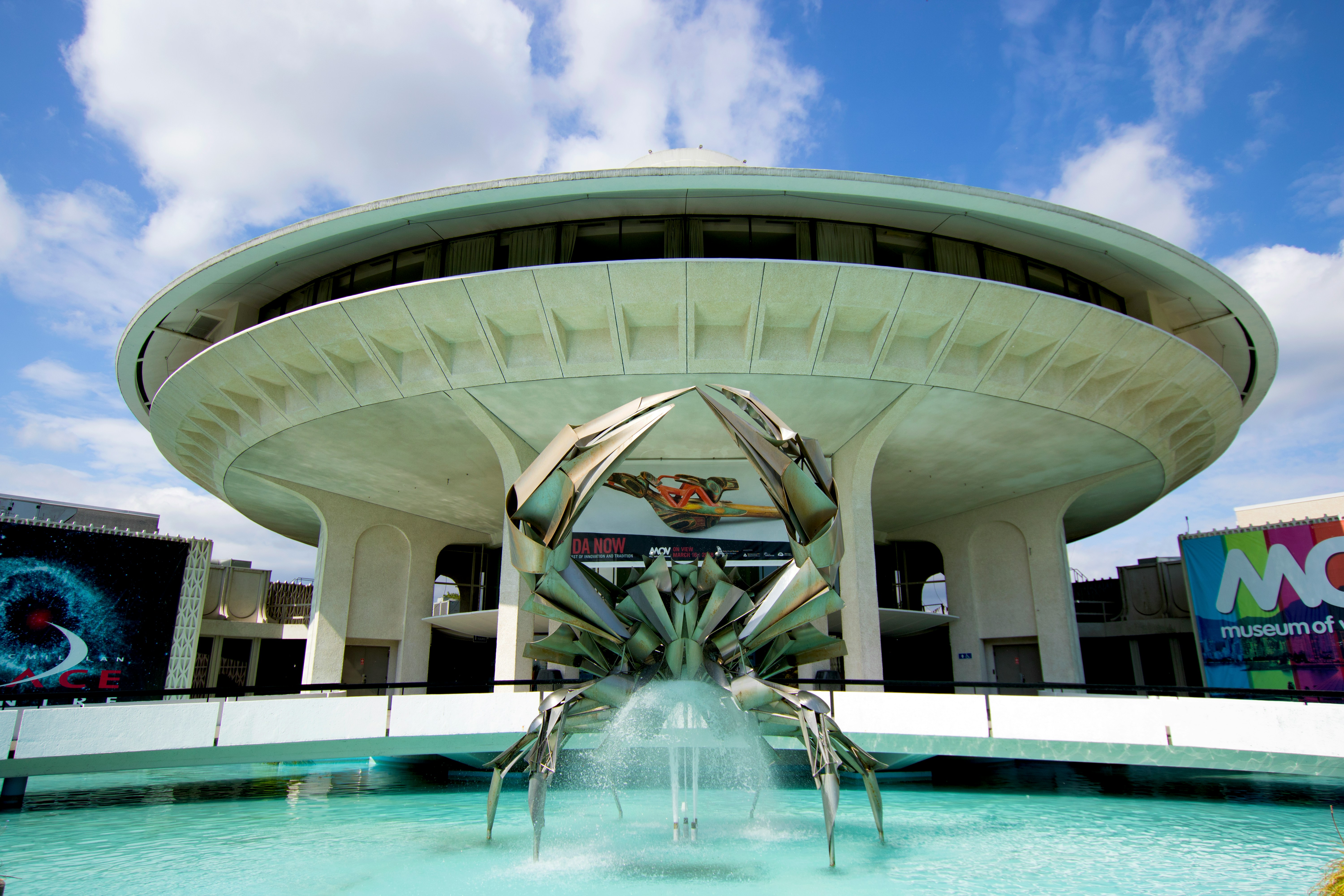 Gallery interior with exhibits on display